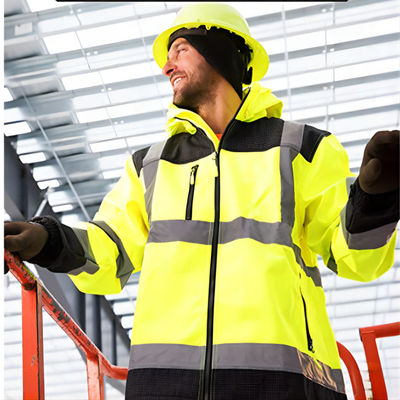 kaufen Wasserdichte Wärmeschutz-Reflexionsjacke mit abnehmbarer Kapuze für Arbeitskleidung mit hoher Sichtbarkeit Online-Herstellung