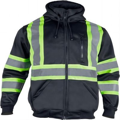 kaufen ANSI/ISEA 107-2015 Konform 100% Polyester Fleece Lining Reflektor-Sicherheitsjacke mit Winter Warm Hoodie Online-Herstellung
